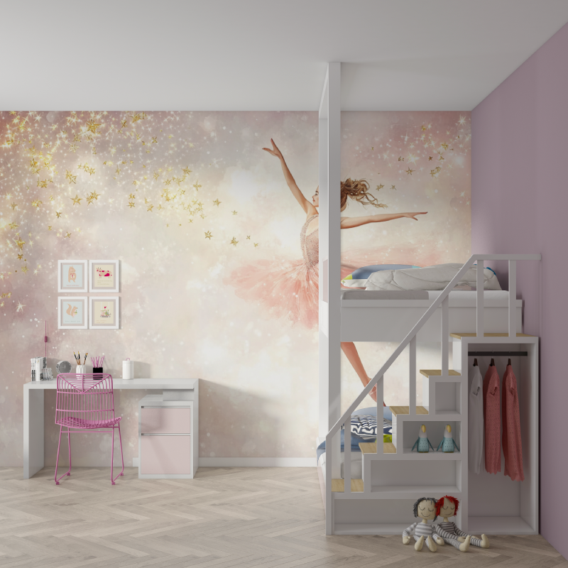 Papier peint princesse danseuse...s nuages mur chambre fille