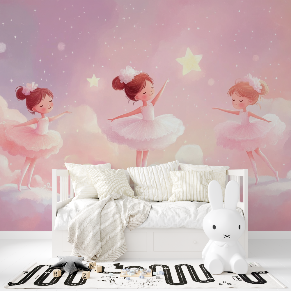 Papier peint rose danceuses tapisserie fille