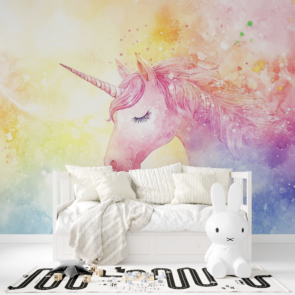 Papier peint chambre licorne du...c en ciel tapisserie fille