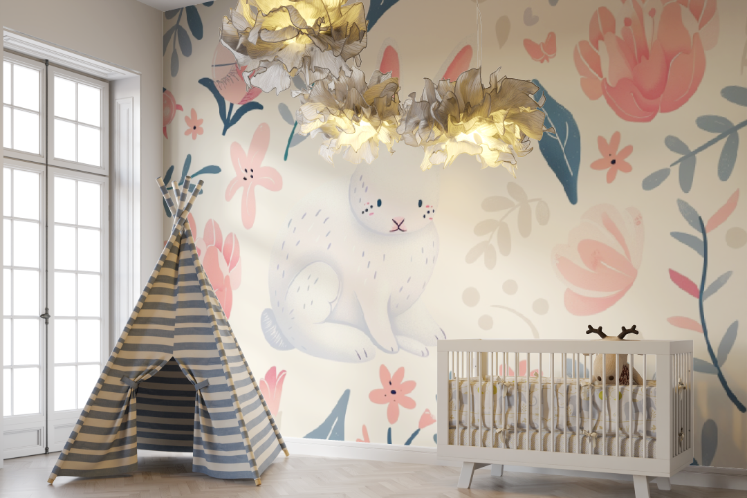 Papier peint Bébé petit Lapin - bebe unisexe