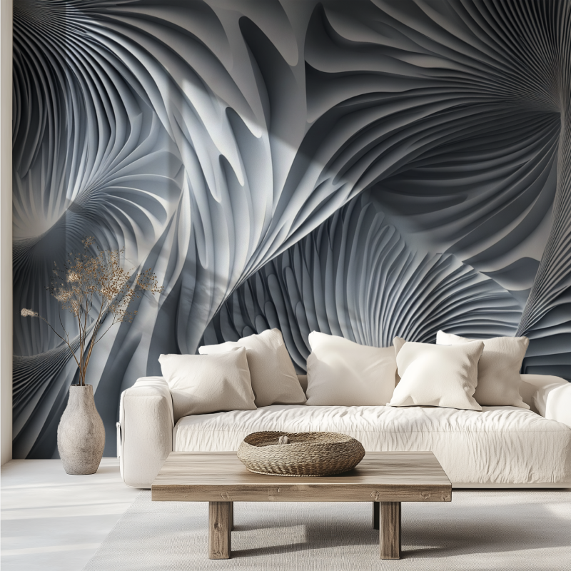 Papier peint 3d trompe l oeil salon canape tendance