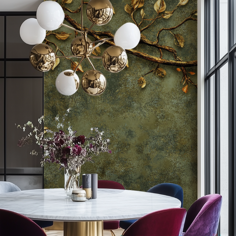 Papier peint arbre de connaissance salon chaise