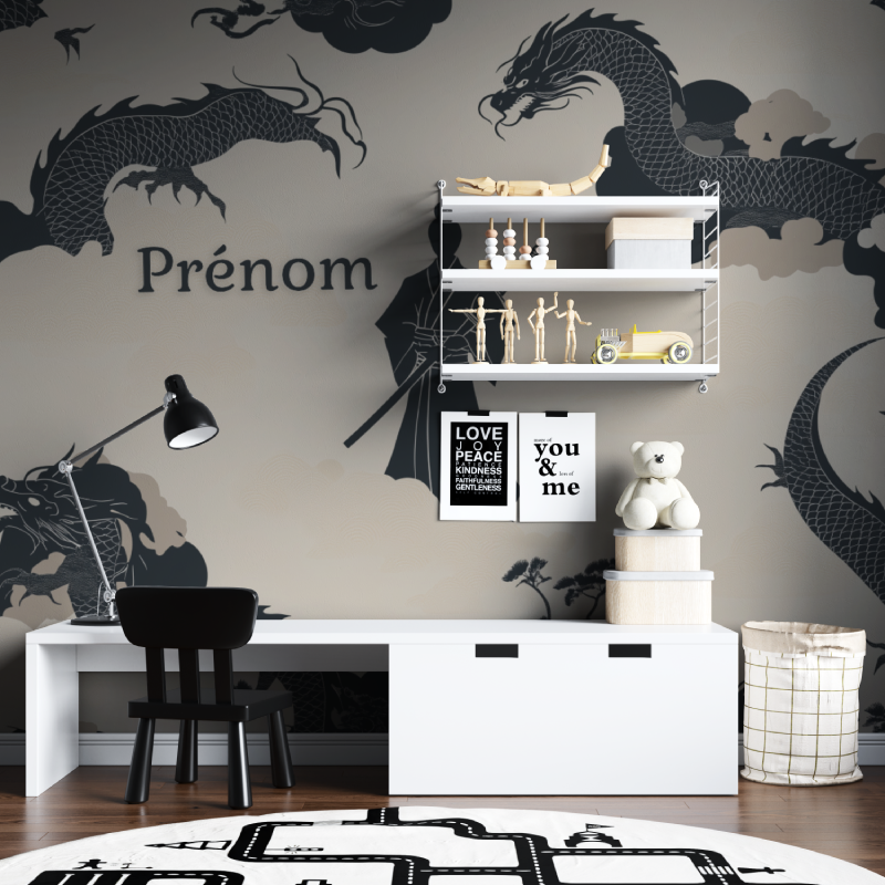 Papier peint prenom ado japon tapisserie chambre ados