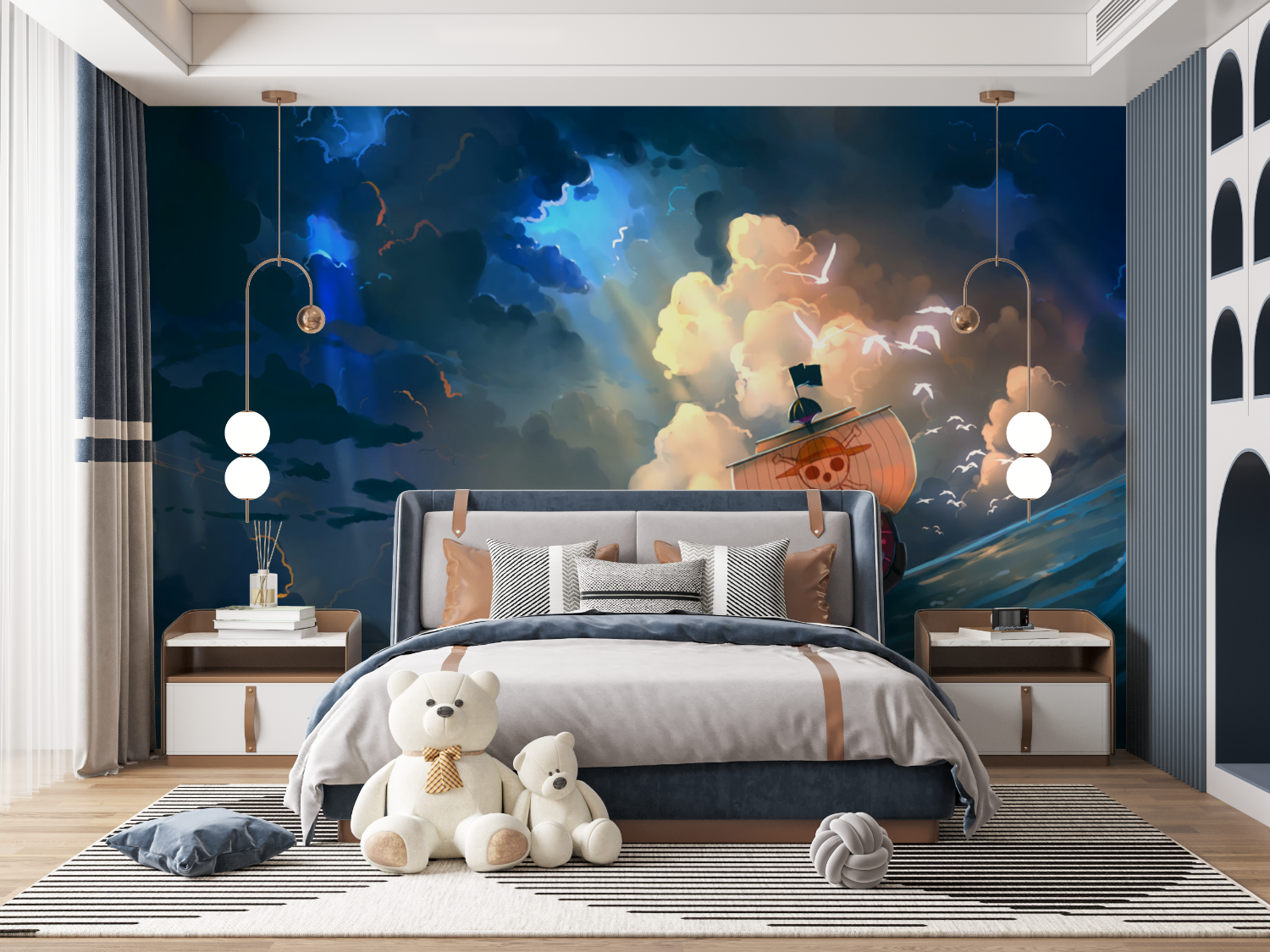 Papier Peint One Piece Bateau - tapisserie ado