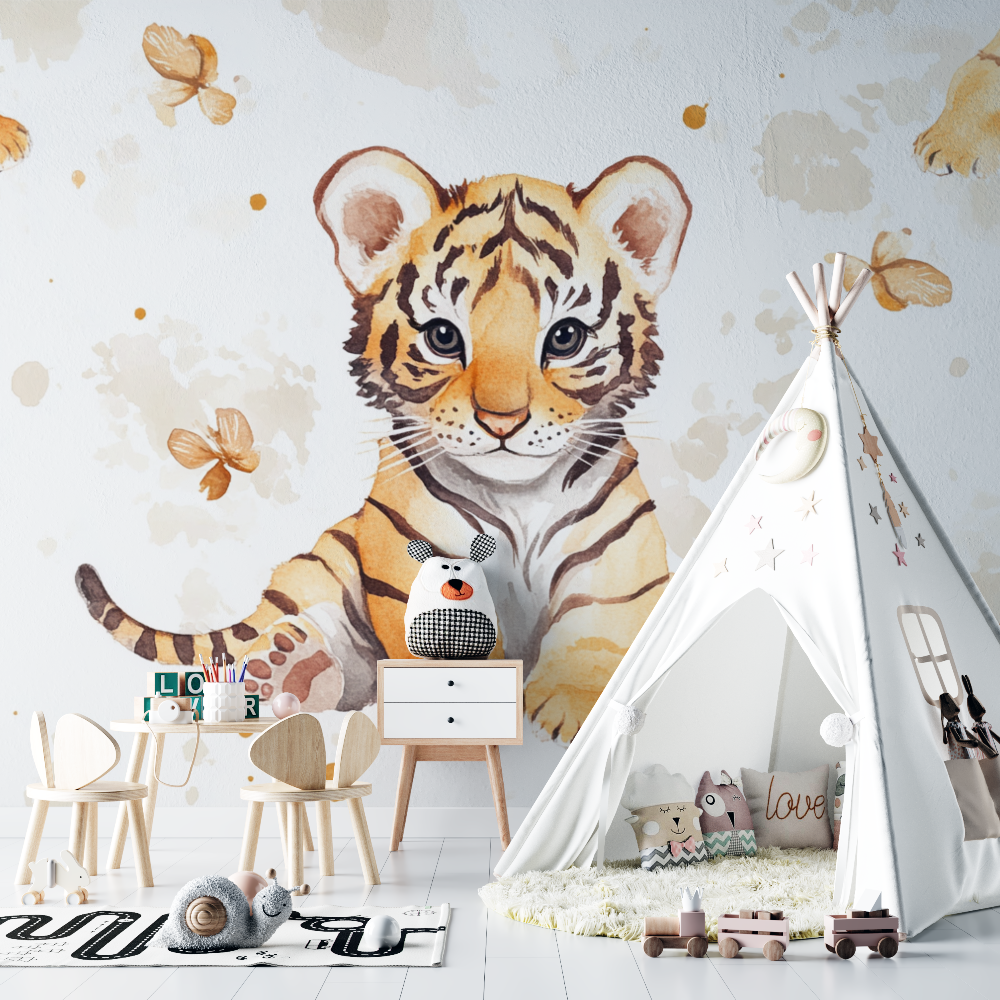 Papier peint tigre mignon chambre bebe