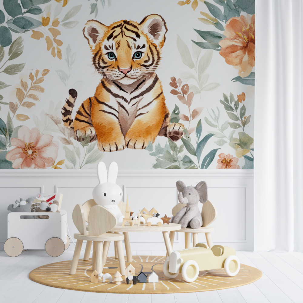 Papier peint tigre boheme chambre de bebe