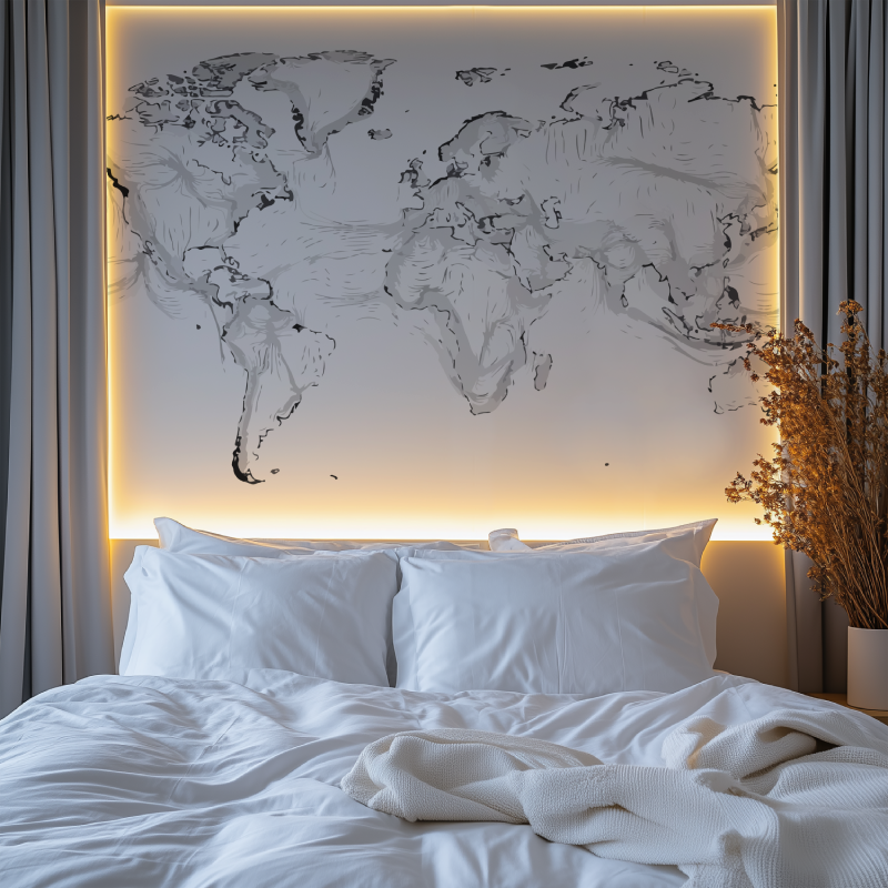 Papier peint carte du monde dessin chambre premium
