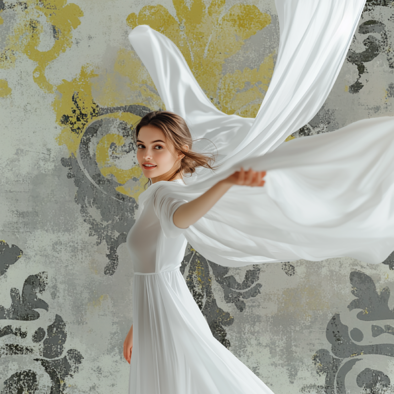 Papier peint vintage jaune et gris modele