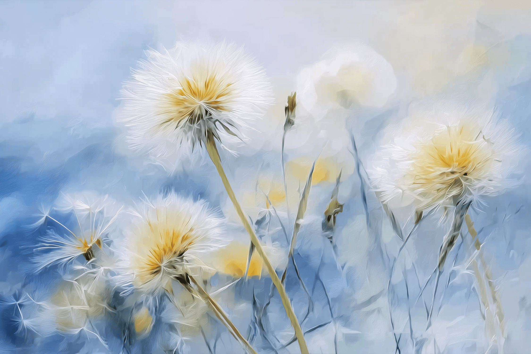 Watercolor Dandelions Mural Wallpaper