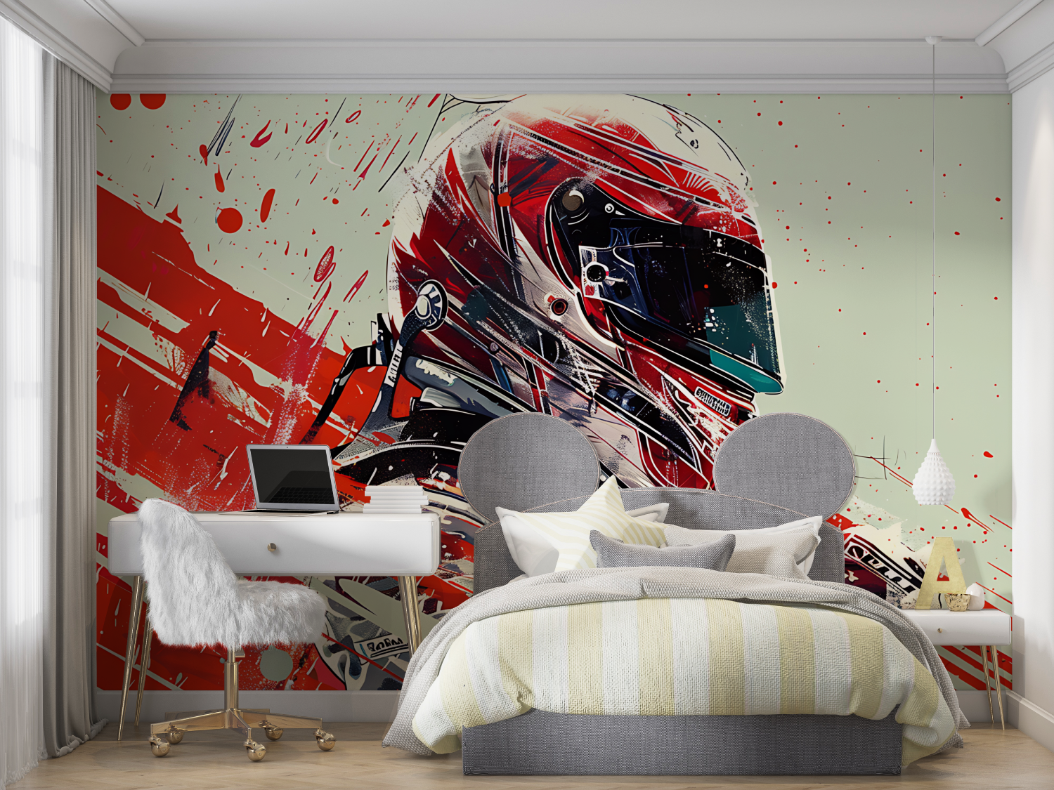 Papier peint moto de course enfants mur chambre panoramique