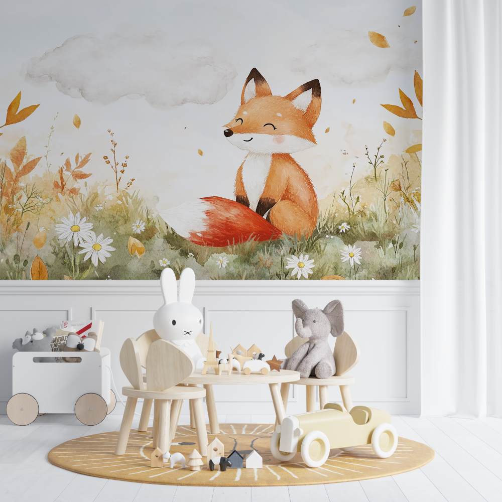 Papier peint renard mignon chambre de bebe