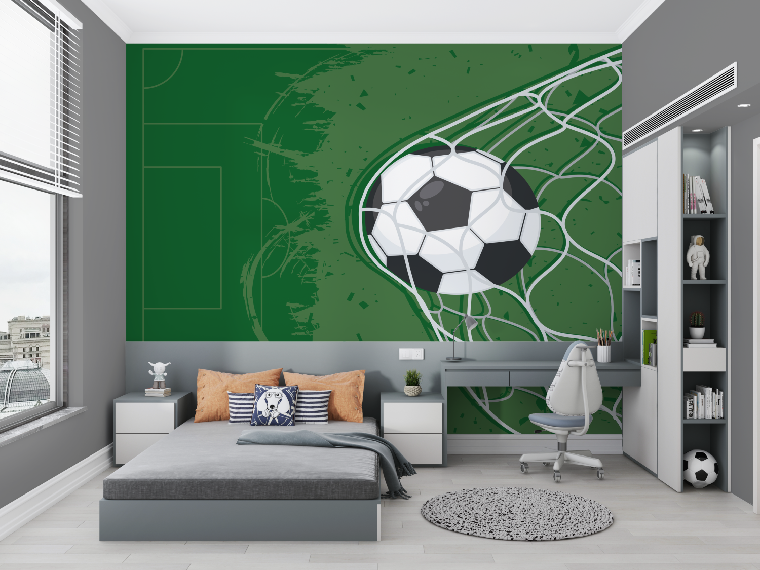 Papier peint foot vert chambre petit