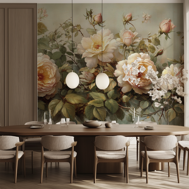 Papier peint style anglais vint...ries salle manger tendance