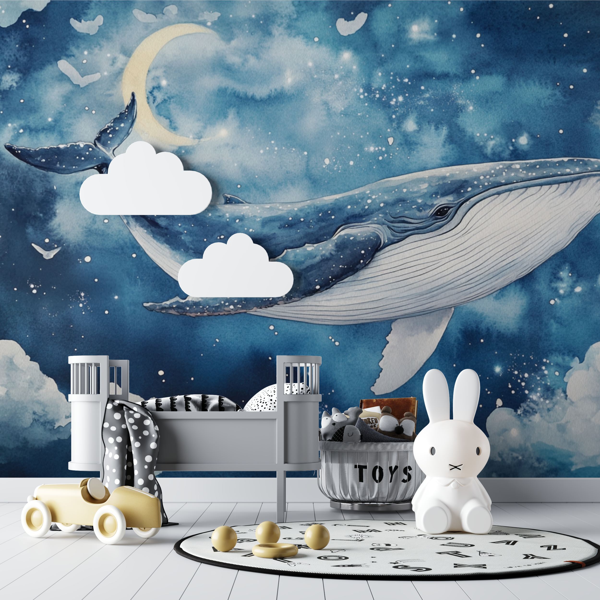 Decoration murale baleine bebe tipi