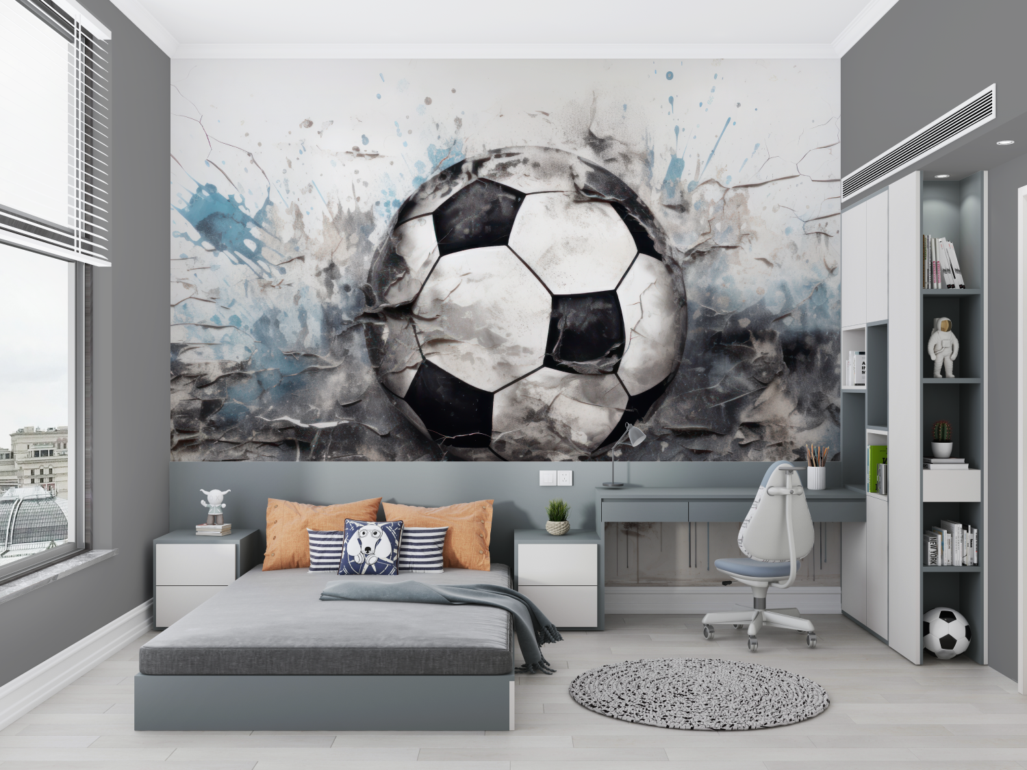 Papier peint 3d foot graffiti chambre petit