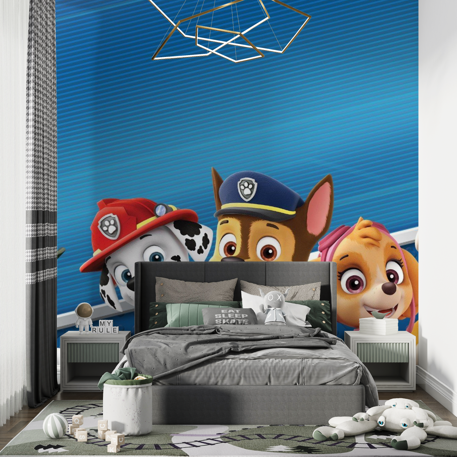 Papier peint pat patrouille panoramique chambre de garcon