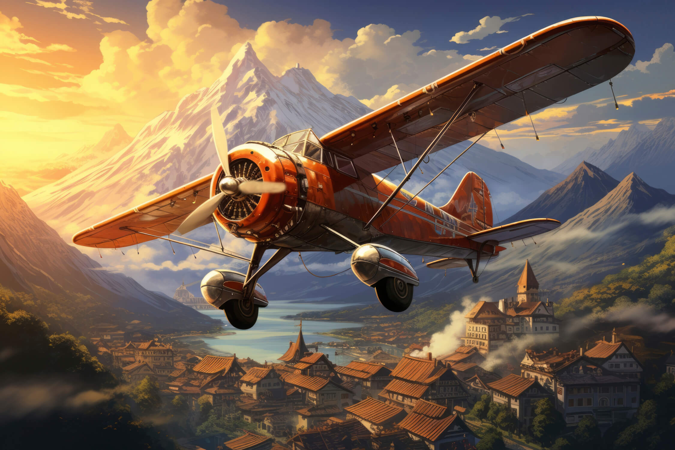 Papier peint garçon aventure en avion