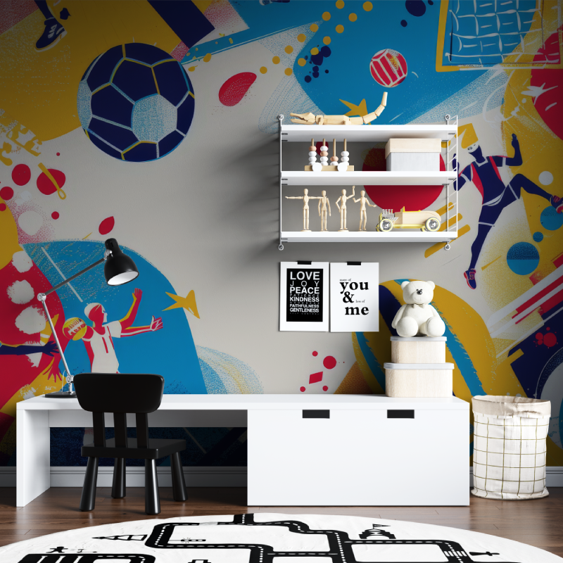 Papier peint foot enfants tapisserie chambre ados