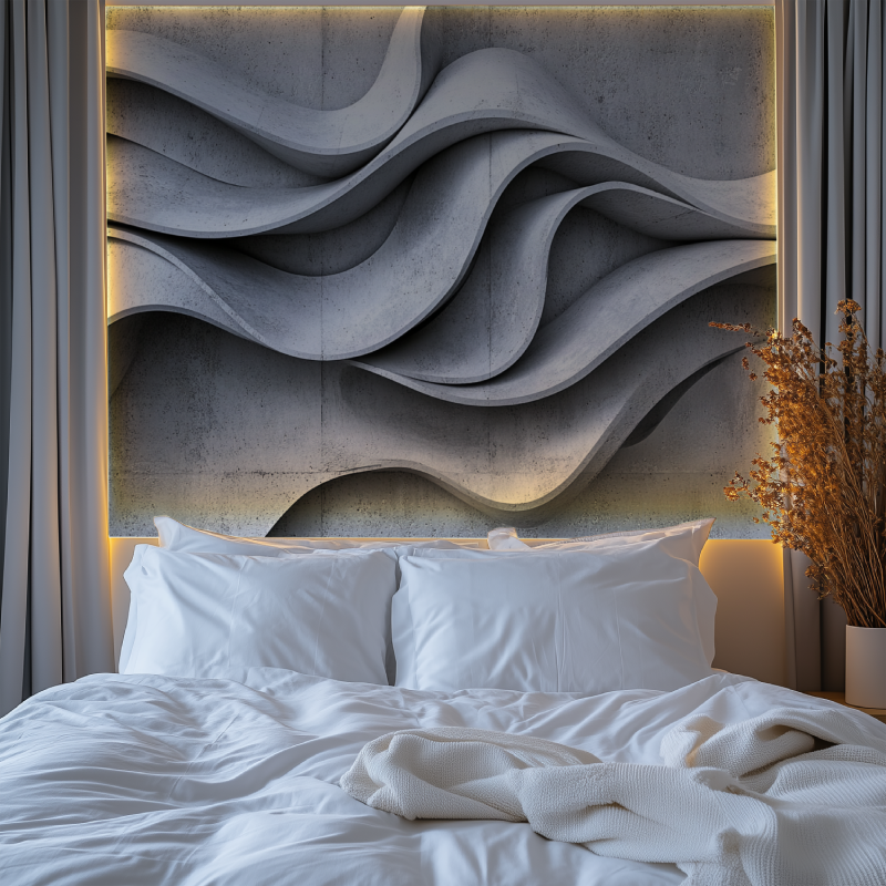 Papier peint 3d gris trompe l oeil moulures chambre premium