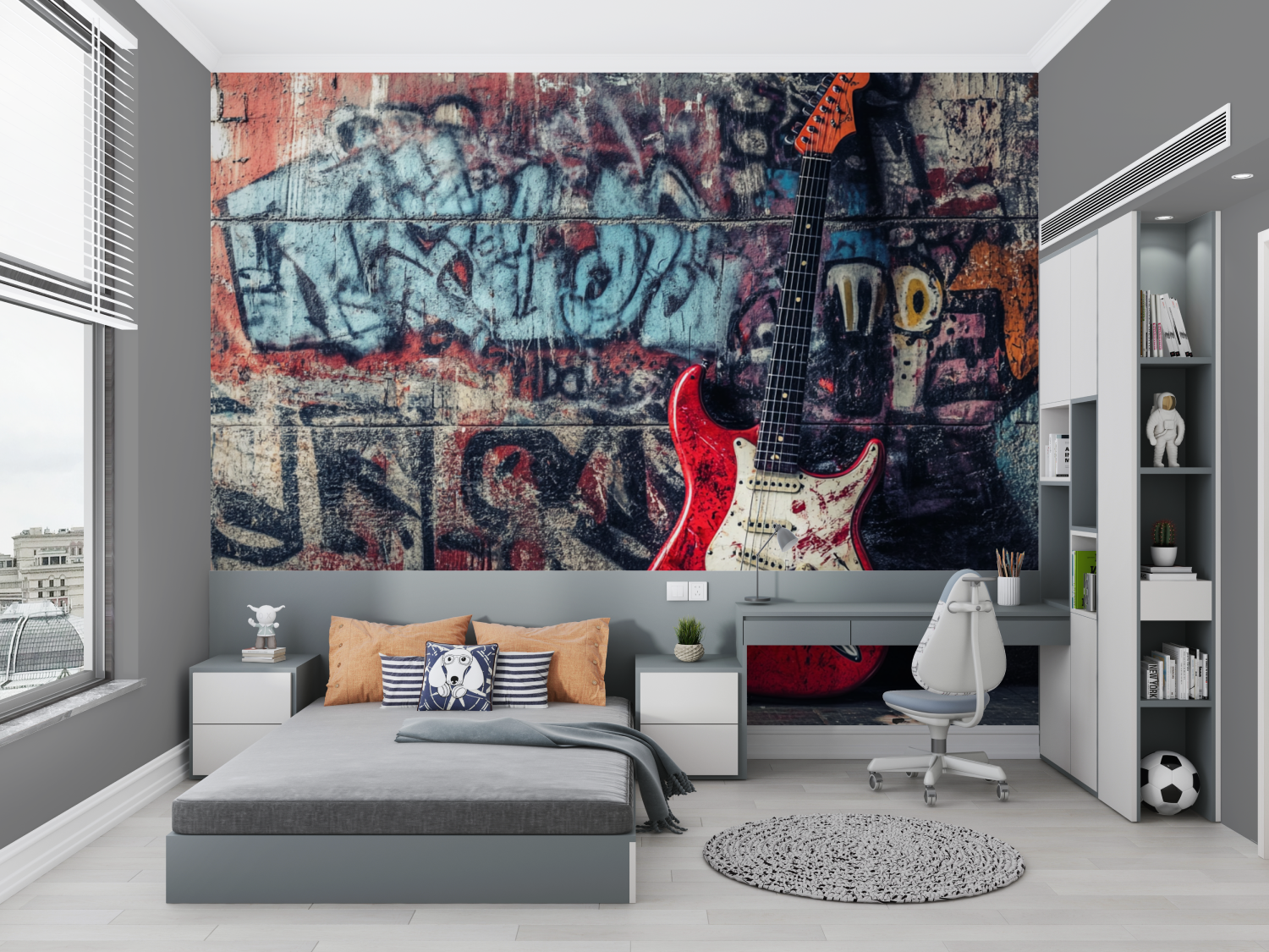 Papier peint hard rock tag chambre petit