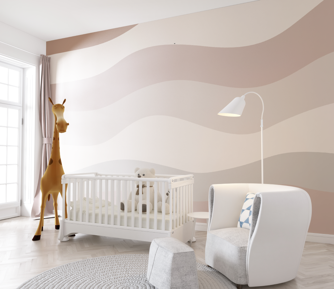 Papier peint bébé Vagues marron - chambre de bebe