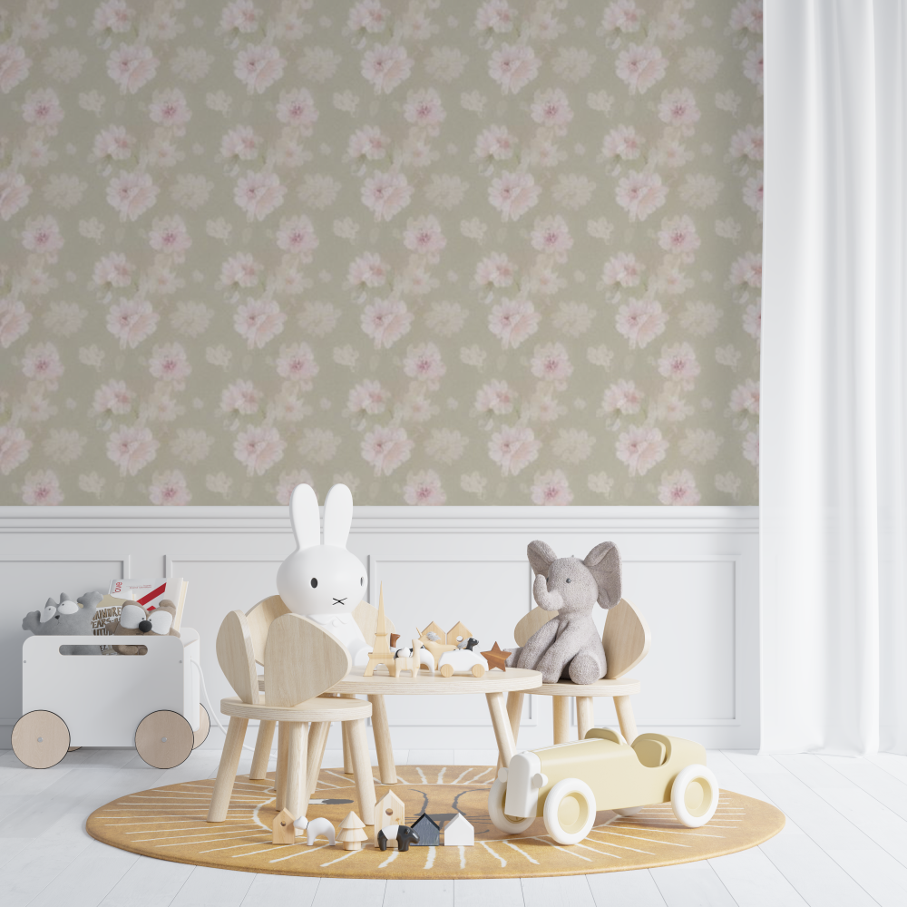 Papier peint Floral rose bébé - bebe unisexe