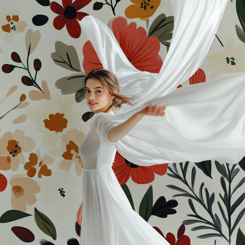 Papier peint vintage rouge cottager modele