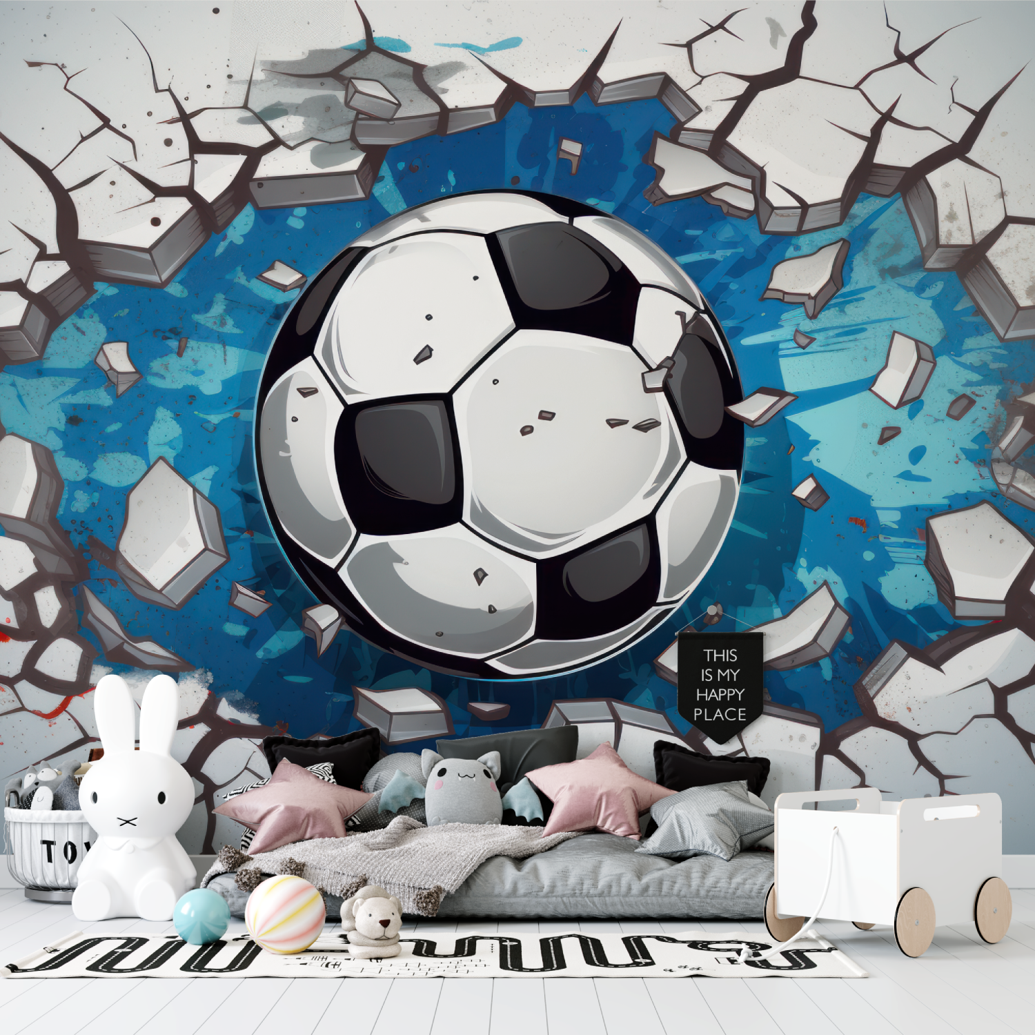 Papier peint 3d football grafitti tapisserie garcon