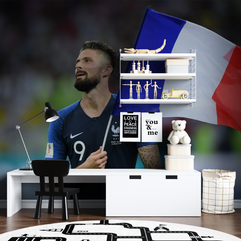 Papier peint foot giroud tapisserie chambre ados