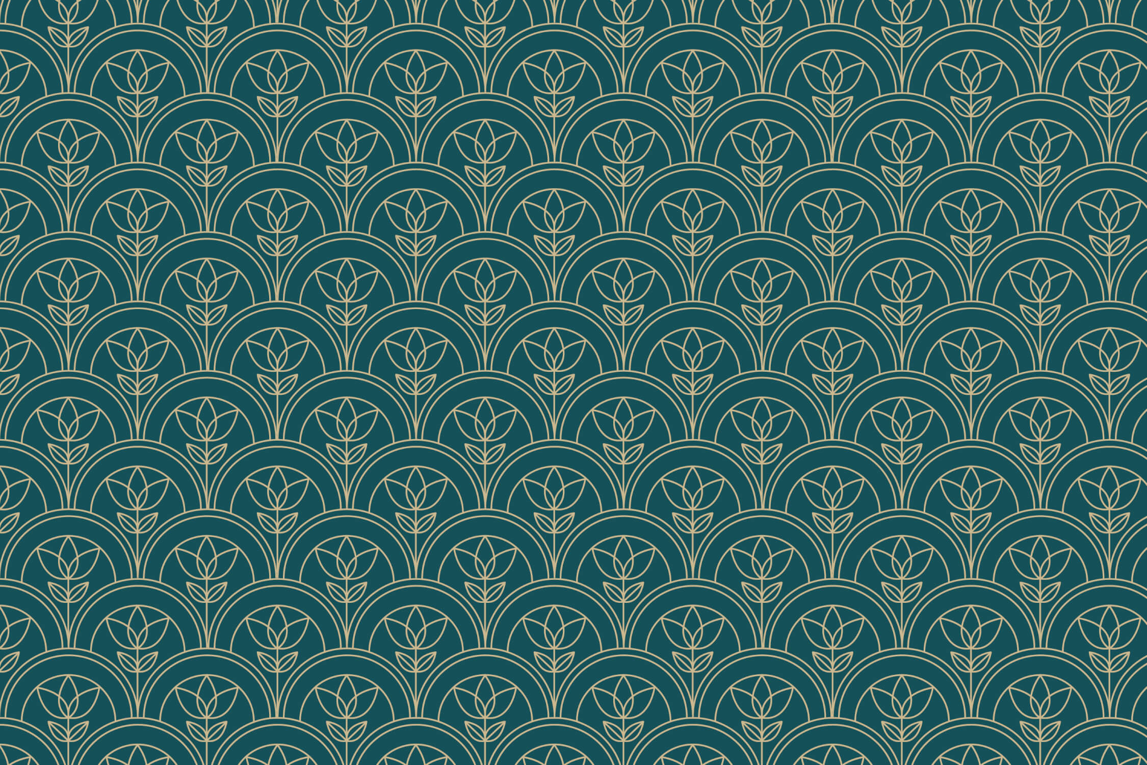 Papier Peint Art Nouveau Vert