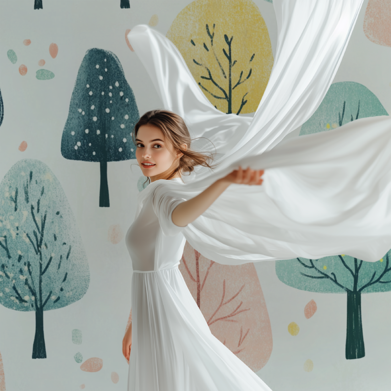 Papier peint arbre nature naive modele