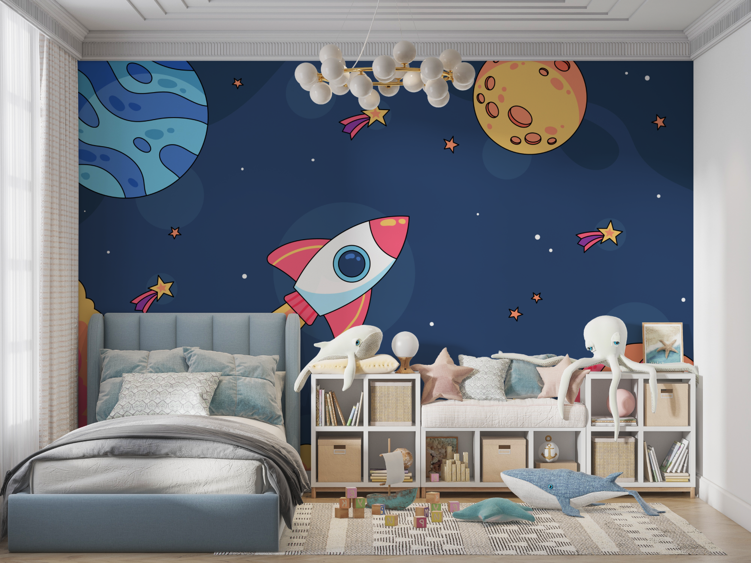 Papier peint espace fusee panoramique garcon
