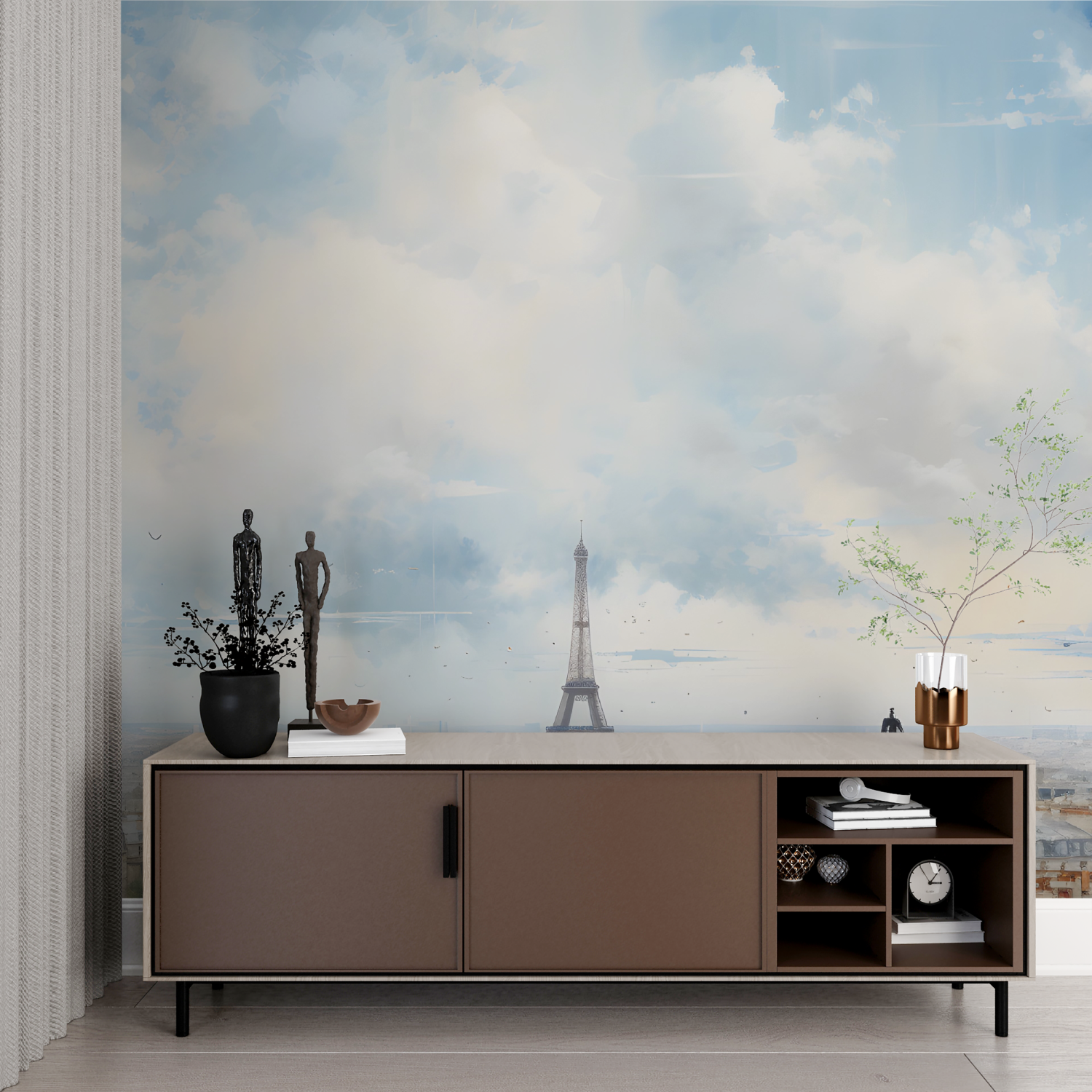 Papier peint aquarelle ciel de paris imprime