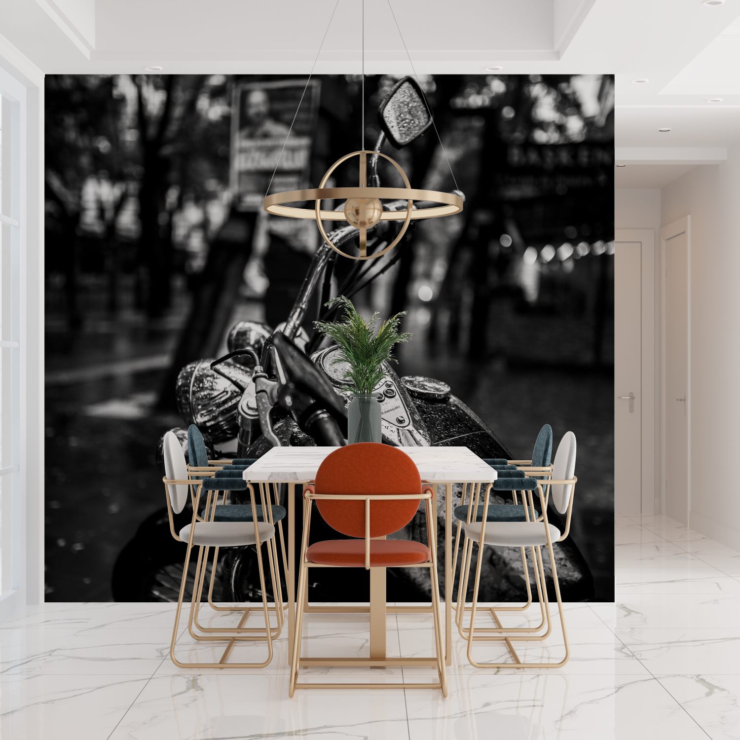 Papier peint moto harley davidson noir et blanc tendances