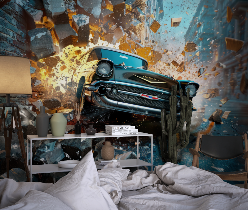 Papier peint voiture pour ado chambre dado1