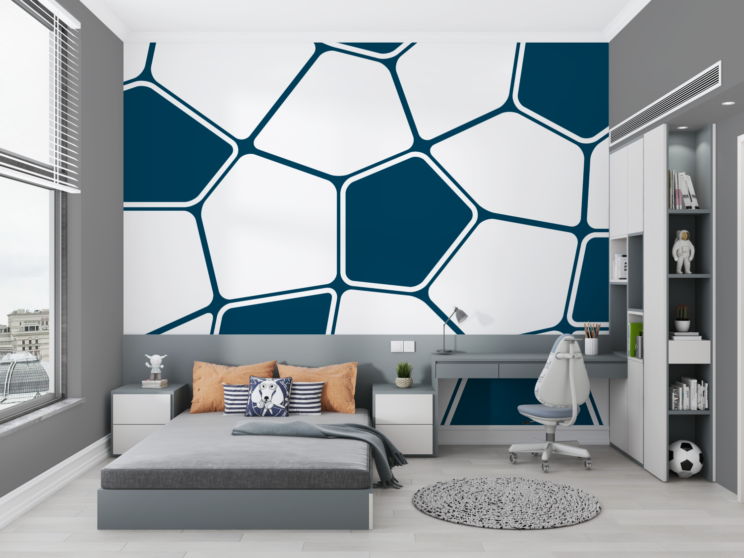 Papier peint motif foot chambre petit