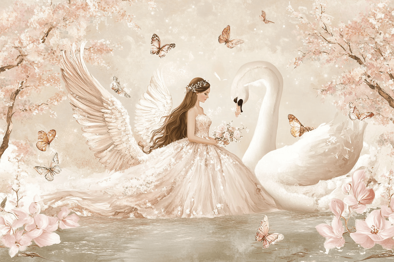 Papier Peint Princesse et Cygne