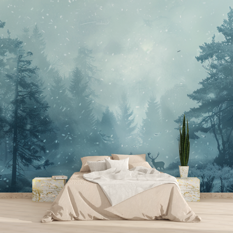 Papier peint cerf scandinave tapisserie 2025