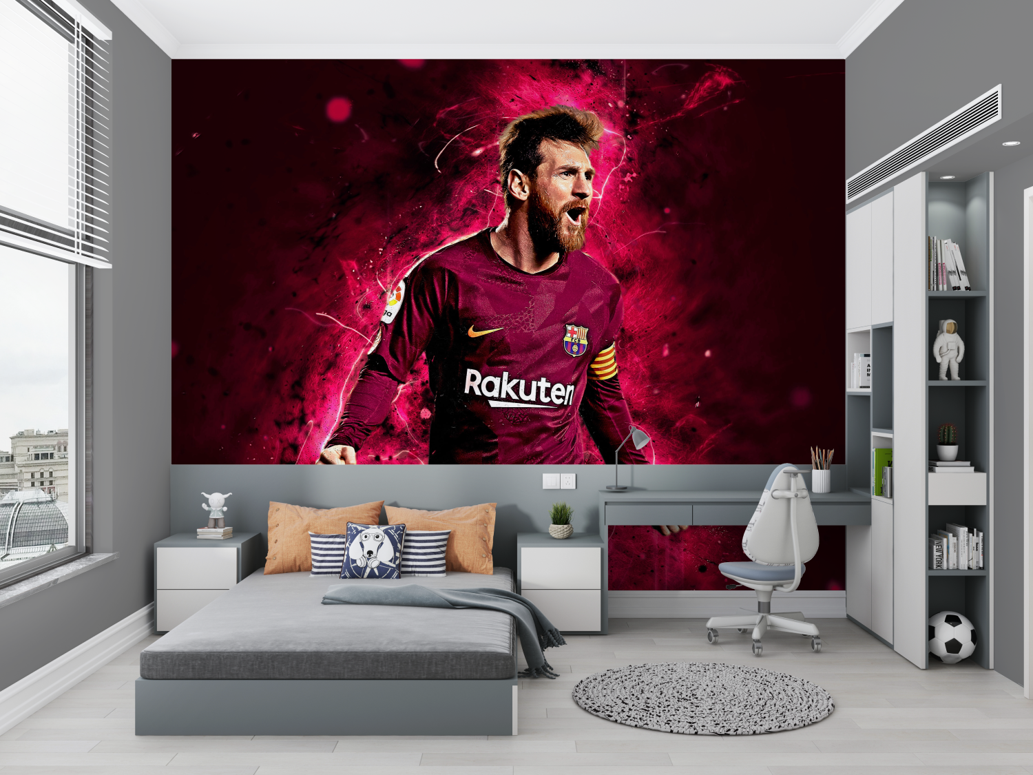 Papier peint messi rouge superstar chambre petit