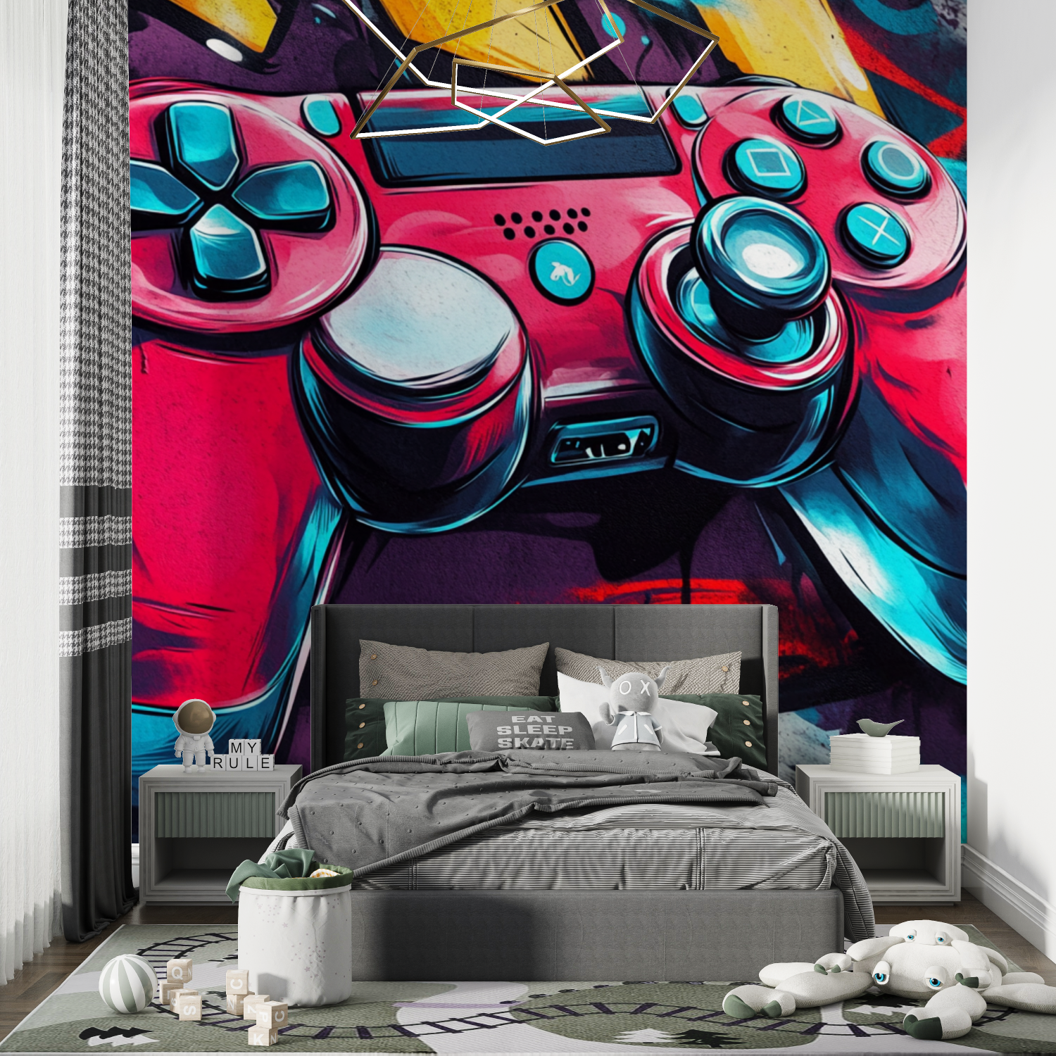 Papier peint gamer game over chambre de garcon