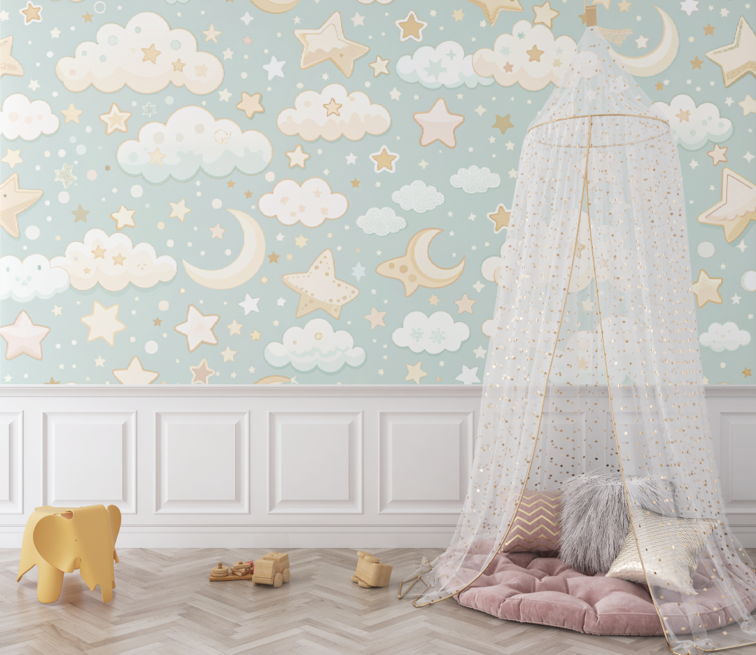Papier Peint Bébé Étoiles Célestes - bebe