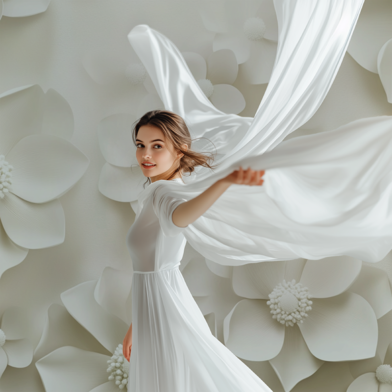 Papier peint fleur blanche modele