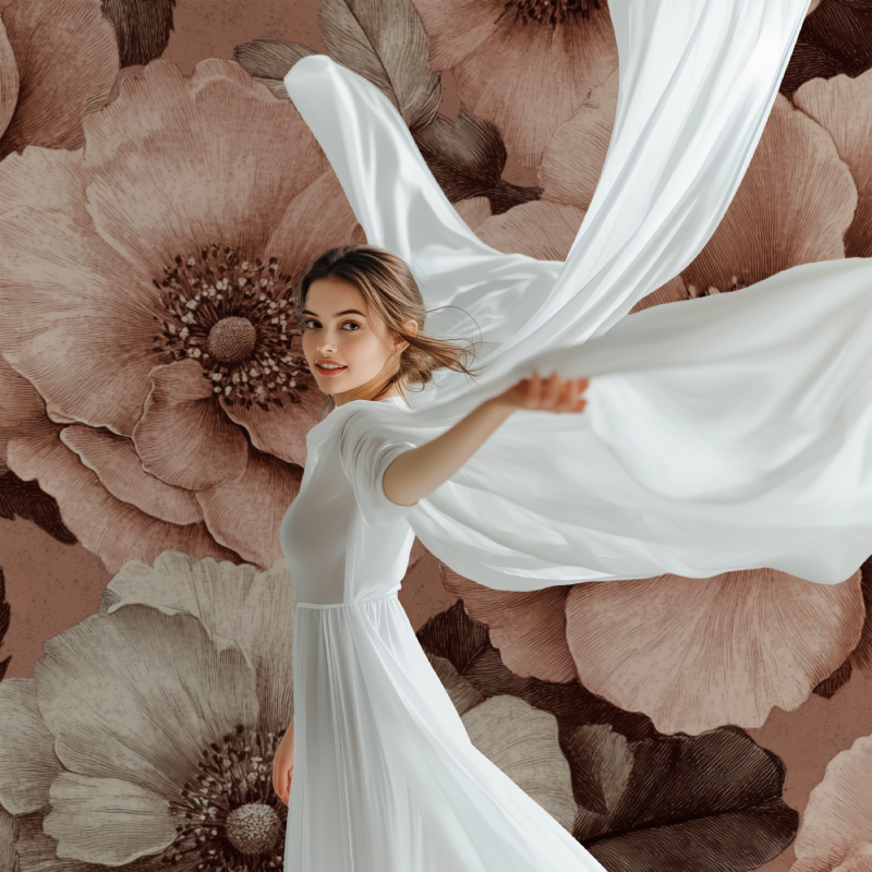 Papier peint xxl grande fleur vintage modele