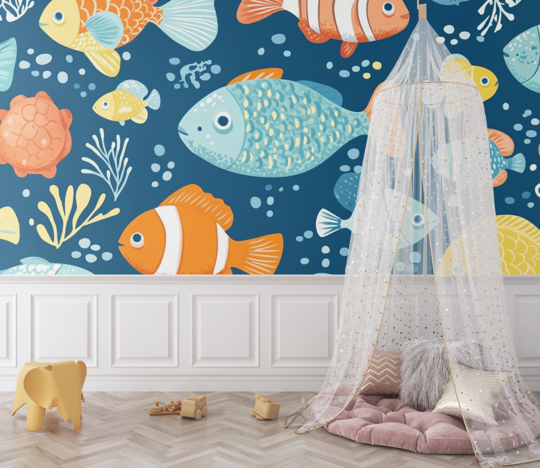 Papier peint marin motif joyeux bebe