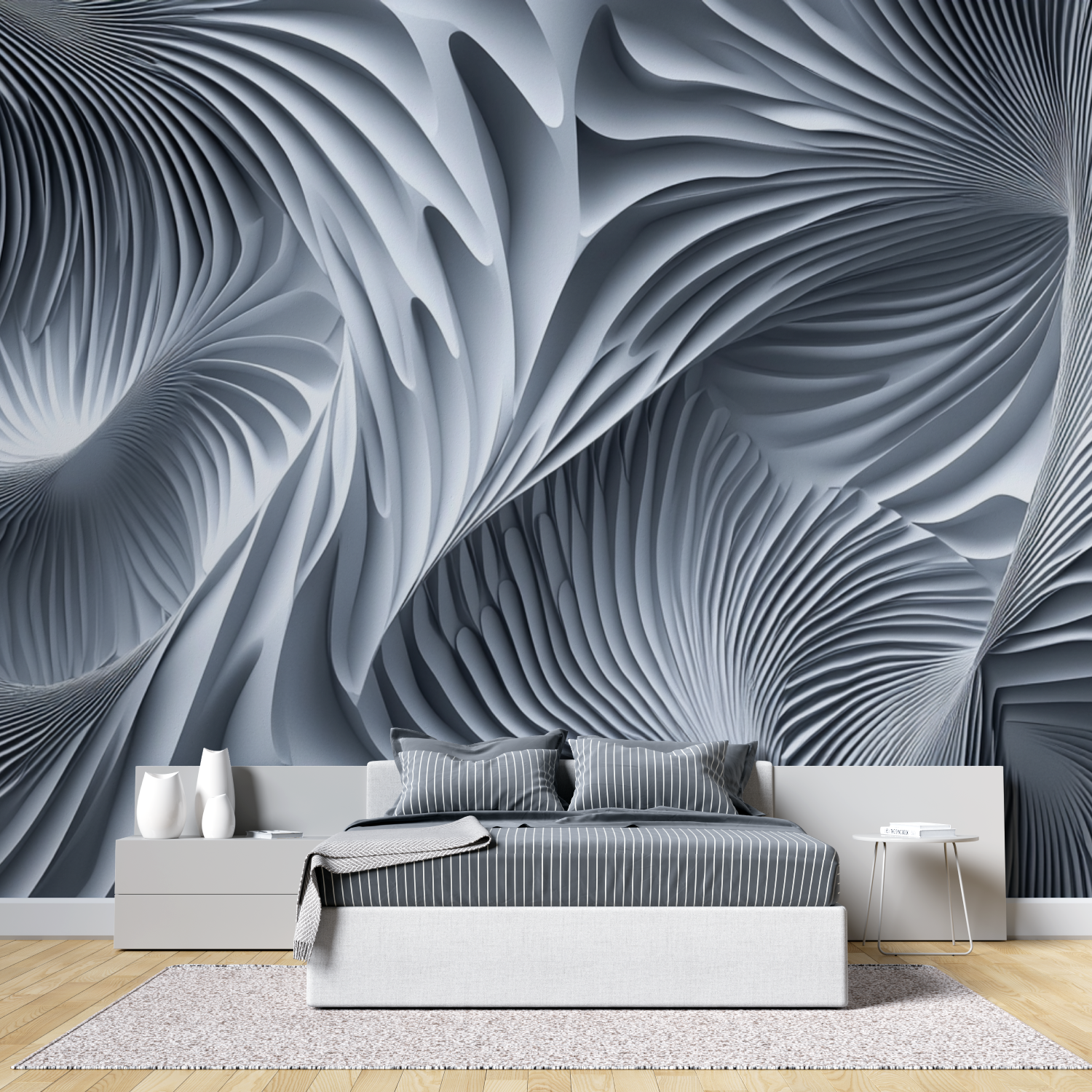 Papier peint 3d trompe l oeil salon tete de lit