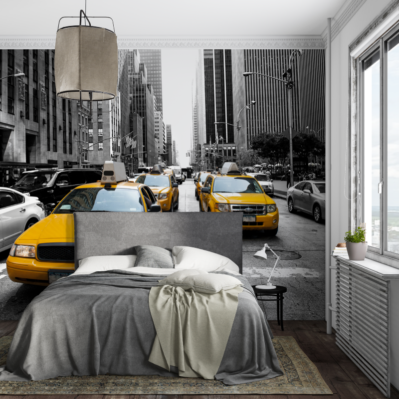 Papier peint new york voiture jaune piece ados