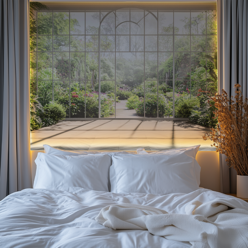 Papier peint trompe loeil verriere chambre premium