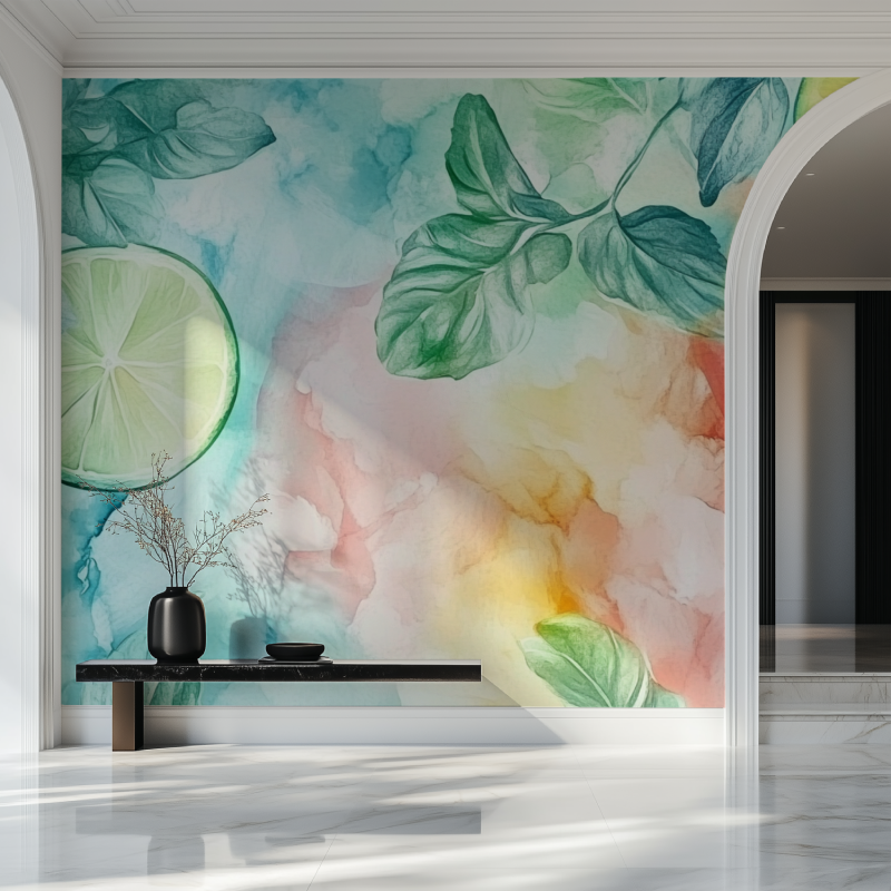 Papier peint fleur aquarelle salon beau