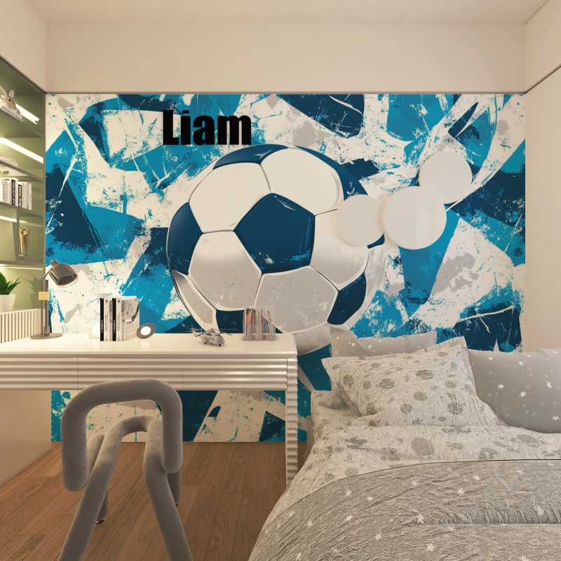 Papier peint prenom personnalise foot chambre adolescents