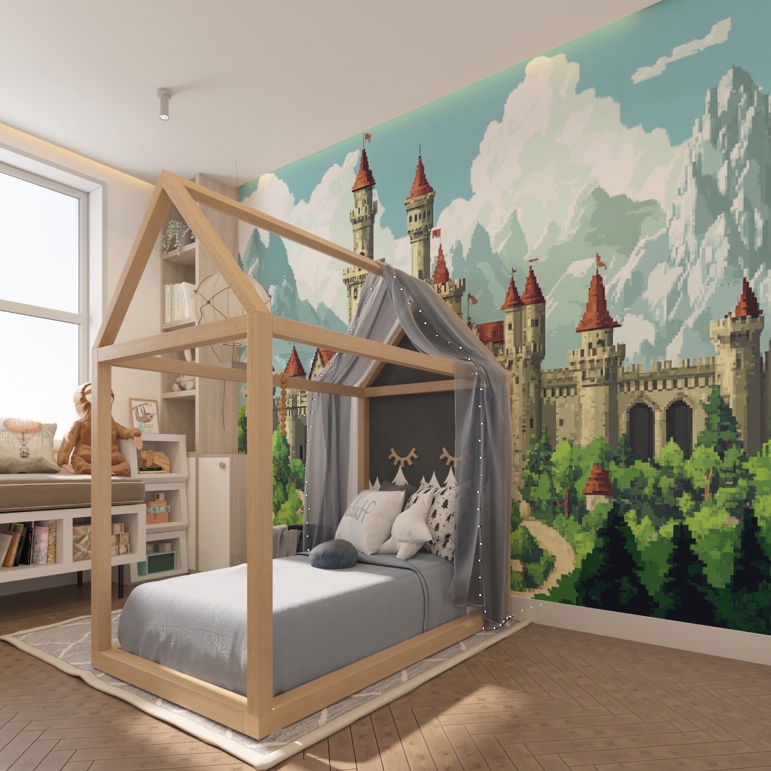 Papier peint aventure avec des ... en pixels tapisserie hero